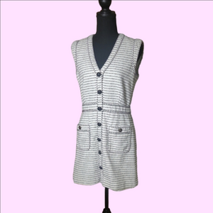 Veronica Beard Striped Sleeveless Button-Down Dress, Size 8